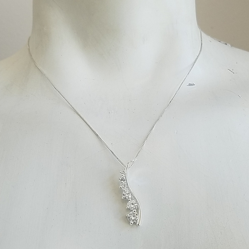 Sterling Silver & CZ Stones Necklace